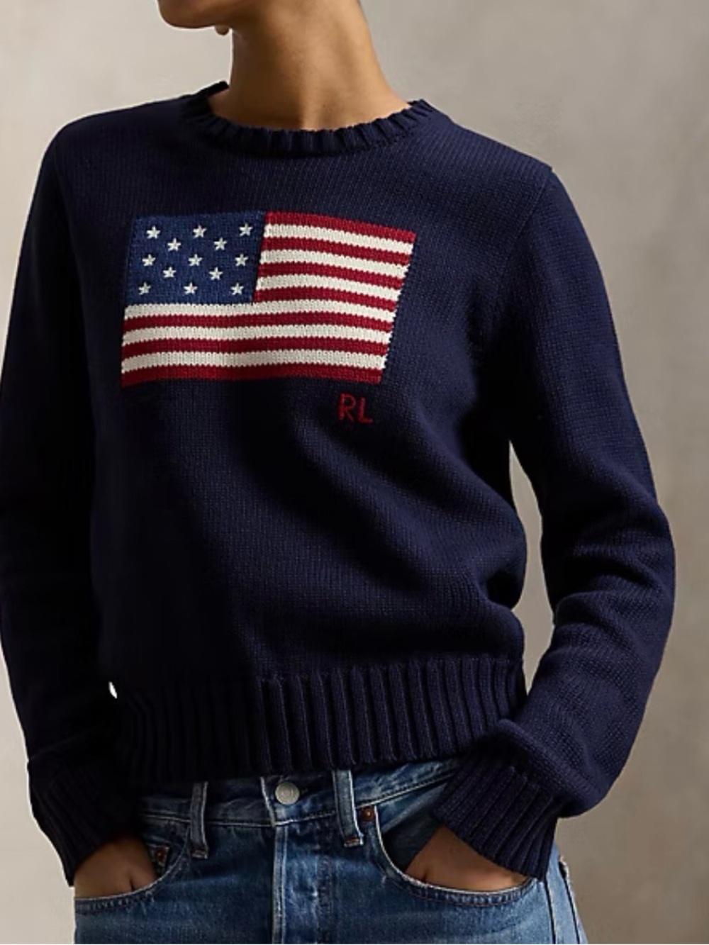 Polo by Ralph Lauren - The Iconic Flag Sweater in Navy Blue - Picture 1 of 7